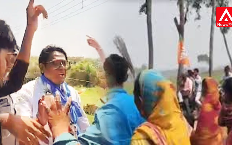 Wielding brooms, women drive Trinamool candidate out of the area.