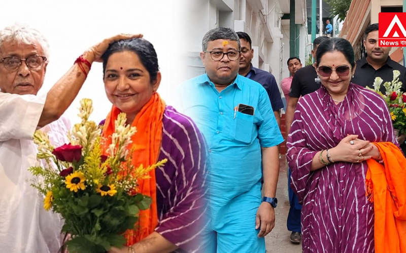 June Malia sets aside political differences to visit Shantikunj! She touched veteran politician Sisir Adhikari's feet to seek his blessings!